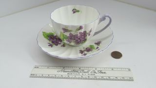 Shelley Vintage England Bone China Tea Cup Saucer Violets 13821 Purple