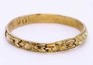 Vintage Uncas 10K Yellow Gold Filled Baby Child ' s Flower Floral Ring Band less 1 4