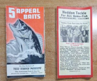 2 Vintage Fishing Lure Catalogs 1 Heddon 1938 1 True Temper 1940?