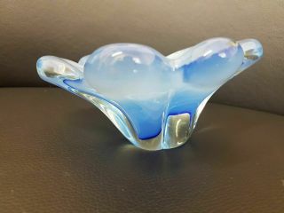 Large - Vintage - Murano Sommerso - Art Glass - Bowl - Stunning Blue 4