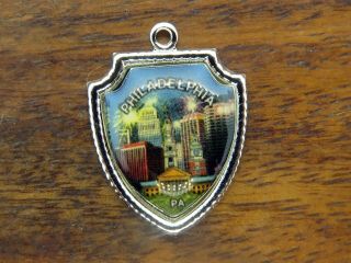 Vintage Sterling Silver Philadelphia Pennsylvania City Travel Shield Charm E11