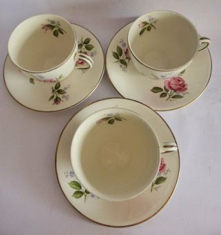 Alfred Meakin Floral Cups & Saucers,  Set of 3,  Vintage English Fine China,  1950s 2