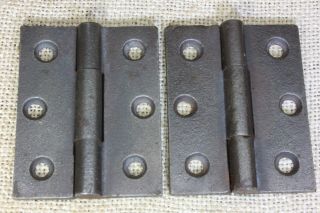 2 Door Butt Hinges 2 X 2 1/2” Old Store Stock Vintage 1850’s Cast Iron 3 Knuckle