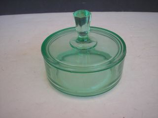 Vintage Depression Emerald Green Powder Box 4 1/4 "