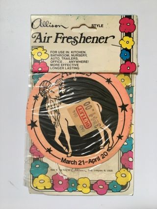 Vintage Allison Car Air Freshner Zodiac Aries Ram Retro 1970s Nos Nip