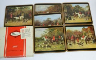 Vintage Pimpernel Fox Hunting,  Horses Dogs Set Of 6 Place Mats,  Cork Backed