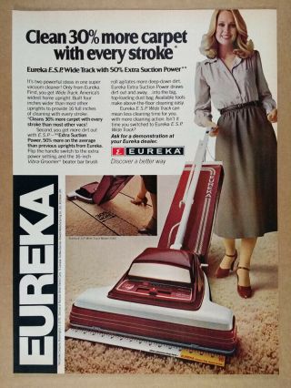1979 Eureka Esp Wide Track Vacuum Cleaner Vintage Print Ad