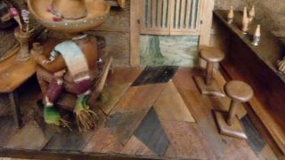 Vintage Folk Art Large Wood Hand Carved Shadow Box Diorama Mexican Bar 3D 7