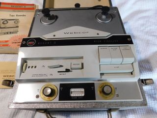 Vintage Webcor ' Regent II ' Portable Reel to Reel Tape Recorder,  Microphone EC 2