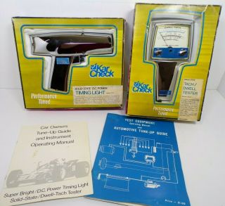 Vintage Kar Check Tach Dwell Tester Model 2014 & Timing Gun Model 2075 & Manuals