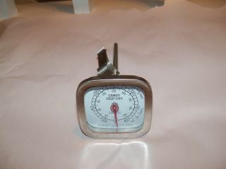 Vintage Springfield Candy Deep - Fry Thermometer W/clip 2 - 1/2 " Square Face