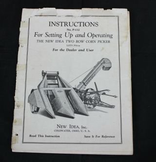 Vintage 1939 Idea Two Row Corn Picker Operating Instructions