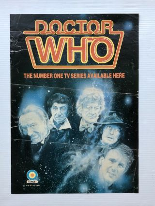 Vintage 1982 Doctor Who Target Books Shop Poster Display Hartnell Pertwee Baker