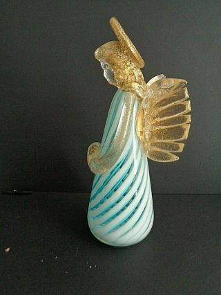 Vintage Murano Art Glass Angel Blue Swirl With Label Serenella