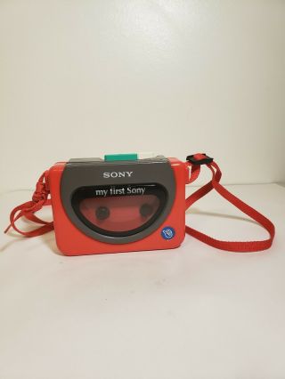Vintage My First Sony Red Walkman Wm - 3000 Cassette Player;