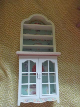 Vintage 1990s Barbie Dining Room Set - Hutch,  Table,  And Two Dining Room Chairs 3