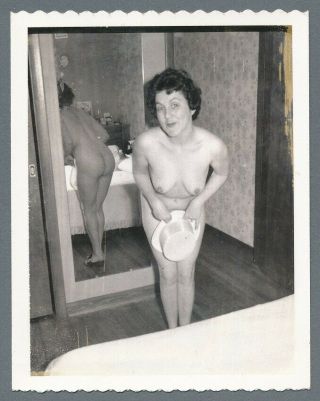 Kinky Amateur Mirror - Sex Housewife Nude Woman Vintage Polaroid Snapshot Photo