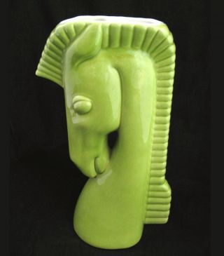 Royal Haeger Horse Head Vase Planter Green Vtg R744 Art Deco Ceramic Pottery mcm 2