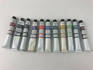 Vintage Permanent Pigments Artists Oil Colors Paint Tubes.  Set Of 11. 2