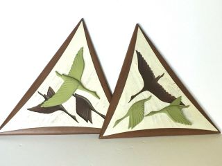 Vtg Mid Century Modern Burwood Mcm Flying Geese Wall Hanging Plaques 14 X 19”