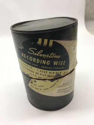 Antique Silvertone Recording Wire 6757 Tube Mailer.  Empty.  Vintage Tin