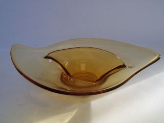 Vintage Amber Glass Divided Candy Nut Dish Bowl