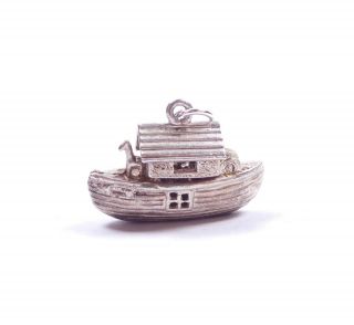 Vintage Charm Ark Boat Opens To Animals 925 Sterling Silver 3.  1g