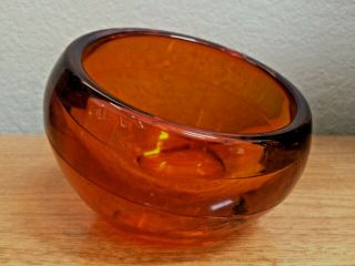 Vtg Midcentury Modern Large Orb Sphere Nut Bowl Viking Art Glass Persimmon Rare