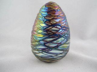 Vintage Art Glass - Msh Swirled Egg Shaped Paperweight - 130