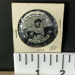Ted Williams,  Boston Red Sox (1950s?) 1.  25 " Vintage Baseball Pin - Back Button
