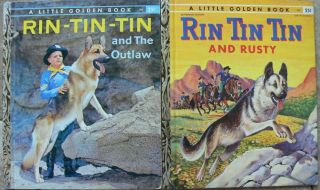 2 Vintage Little Golden Books Rin Tin Tin & Rusty,  Rin - Tin - Tin & The Outlaw