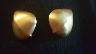 Givenchy Paris York Signed Gold Tone Statement Earrings Clip - On Vintage