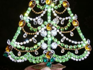 SUMMER PRICE : VINTAGE RHINESTONE Christmas TREE XMASS decoration SIGNED K269 2