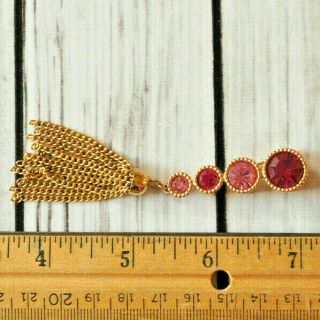 Vintage Sarah Coventry Pink Rhinestone Tassel Brooch Pin