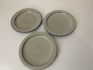 Vintage Red Wing Stoneware Pottery Dinner Plates (3) Heavy Crock Style Material