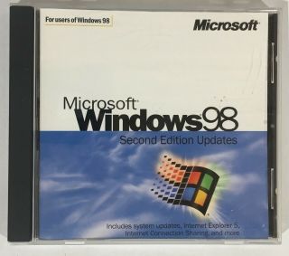 Microsoft Windows 98 Se Updates Second Edition Cd In Jewel Case W/ Key Vintage