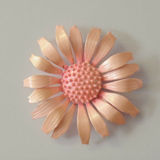 Vintage Candy Pink Enamel Flower Brooch Pin Pastel Pink Light Pink