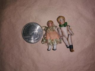 Antique Miniature,  Tiny,  Dollhouse Dolls,  Bisque?,  Outfits,  Jointed.