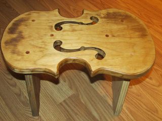 Vintage Handmade Solid Wood Violin Shaped Stool W/music Note Ends Sturdy 16x9.  25