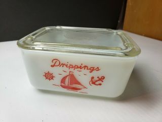 VINTAGE MCKEE GLASS RED SAILING SHIPS DRIPPINGS GREASE JAR WITH LID 2