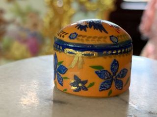Artisan Miniature Dollhouse Porcelain Gold Gilt Trinket Box Bird France Vanity