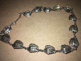 Danecraft Sterling Silver Leaf Choker Necklace Vintage