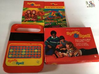 Texas Instruments Speak N Spell Vintage 1978 Talking Learning Toy W Box Papers