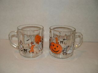 Vintage Halloween Clear Glass Drinking Glasses Coffee Tea Mugs
