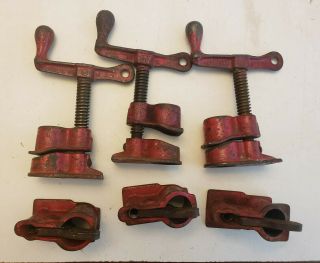 Vintage Hargrave Circle H 3/4 Inch Pipe Clamps Made In U.  S.  A.  (set Of 3)