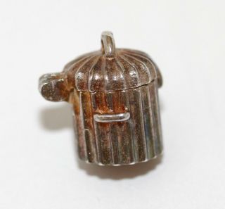 Chim Opening Trash Can And Alley Cat Sterling Silver Vintage Bracelet Charm 2.  5g 5