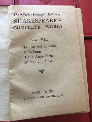 Vintage 10 - Book Set Pocket Falstaff Edition of Shakespeare ' s Complete 3