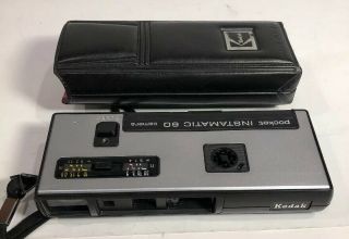 Vintage Kodak Pocket Instamatic 60 Camera Silver Black With Case Euc