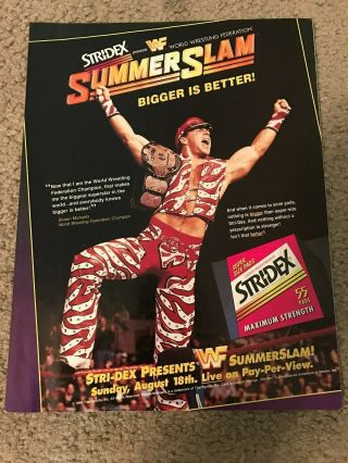 Vintage 1996 Wwf Summerslam Ppv Poster Print Ad Wwe Shawn Michaels Hbk Rare