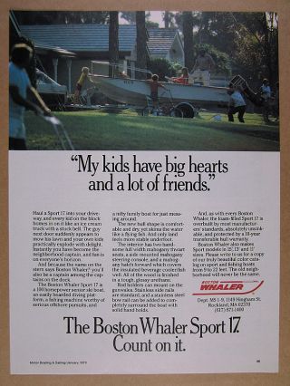 1979 Boston Whaler Sport 17 Boat Vintage Print Ad
